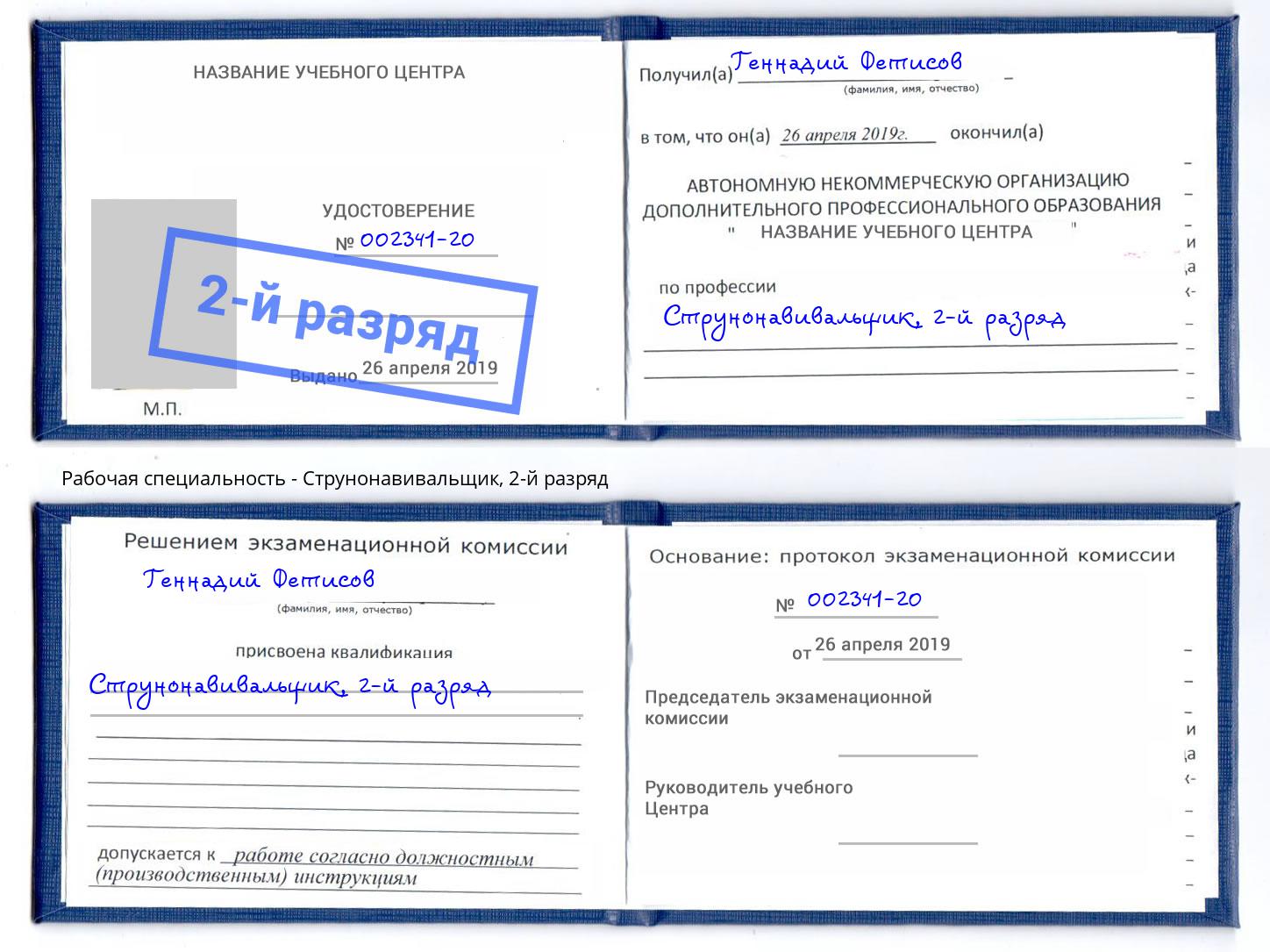 корочка 2-й разряд Струнонавивальщик Электросталь