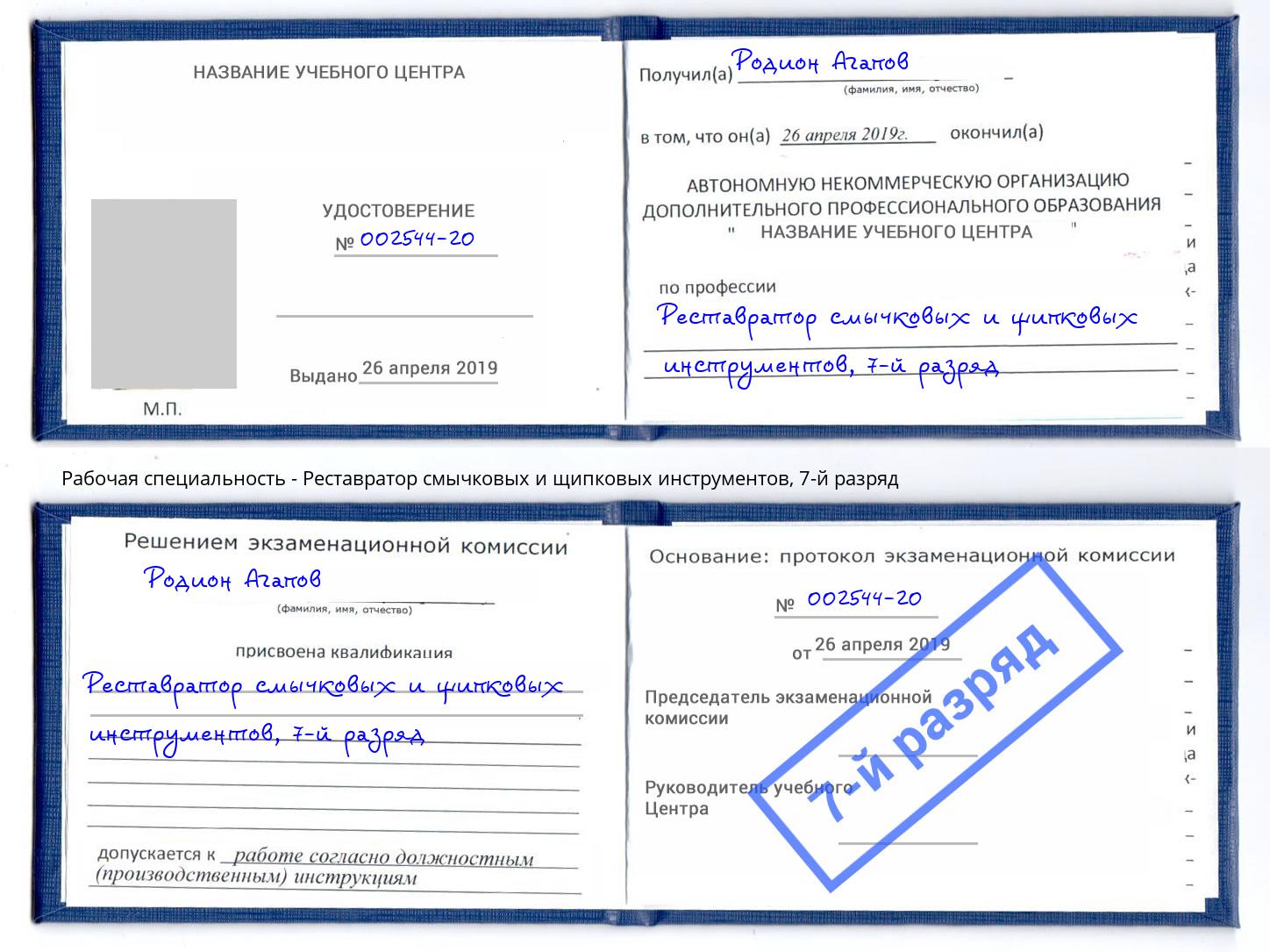 корочка 7-й разряд Реставратор смычковых и щипковых инструментов Электросталь