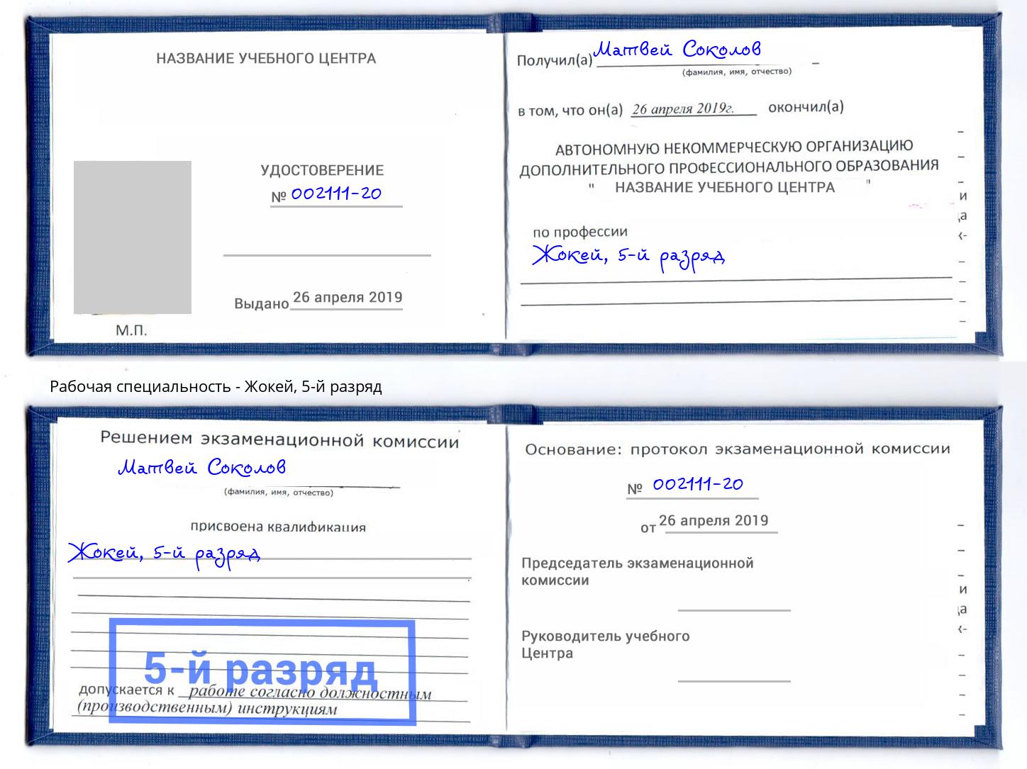 корочка 5-й разряд Жокей Электросталь