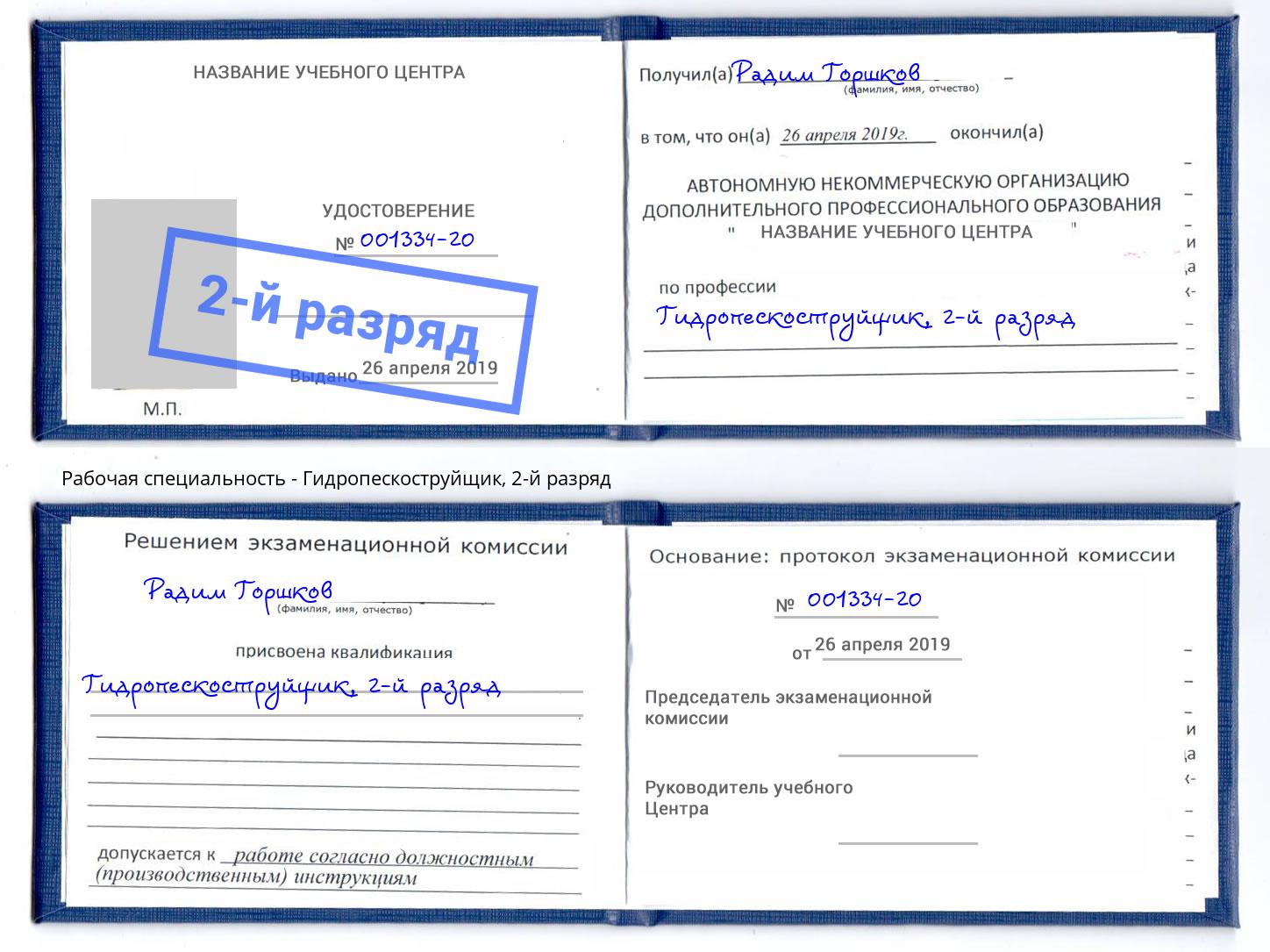 корочка 2-й разряд Гидропескоструйщик Электросталь